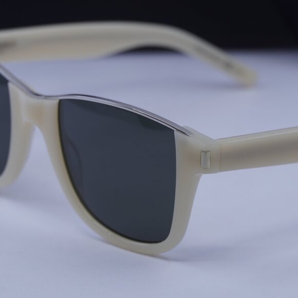 Saint Laurent SL 51 CUT 004 Square Sunglasses - Beige/Silver/Grey - Picture 6 of 10